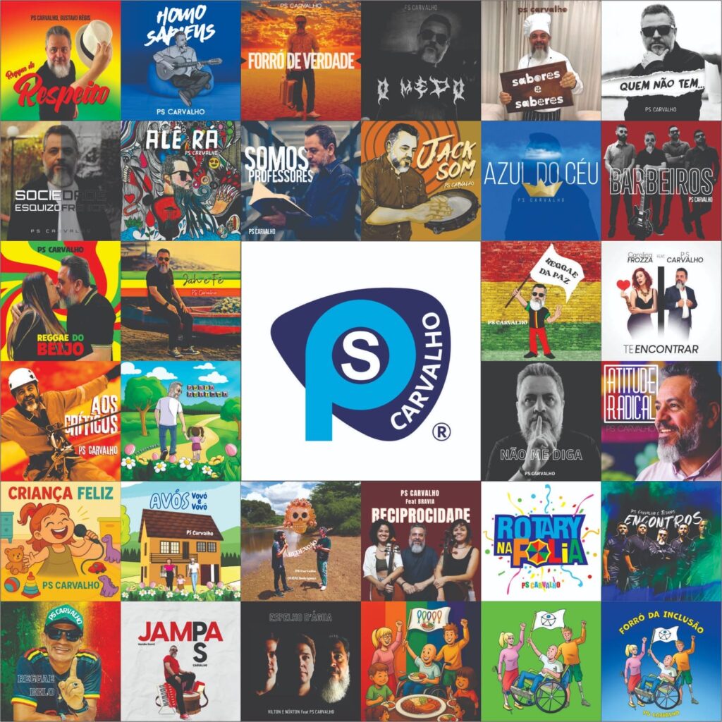 Mosaico com Amostra de Capas de Discos de PS Carvalho